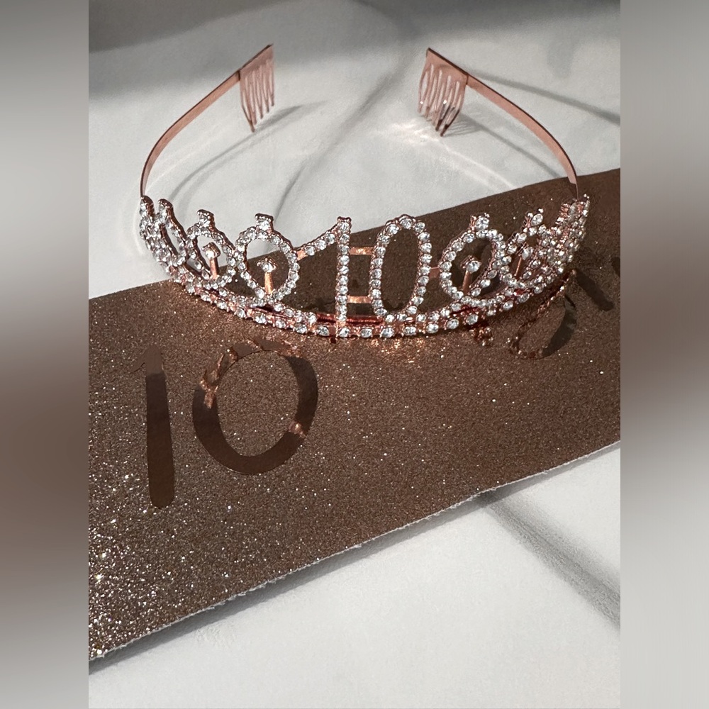 Rose gold 10th bday sash and crown